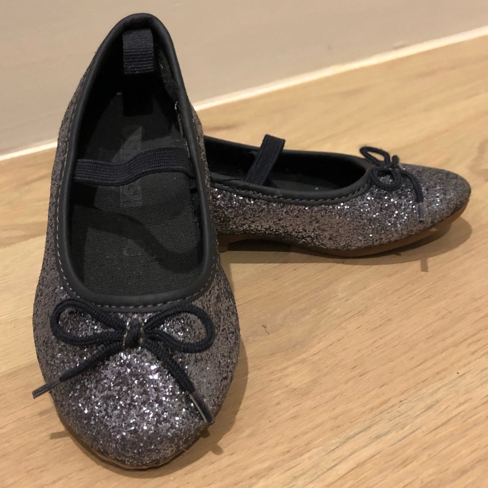 Girls Glitter Flats Dress Navy